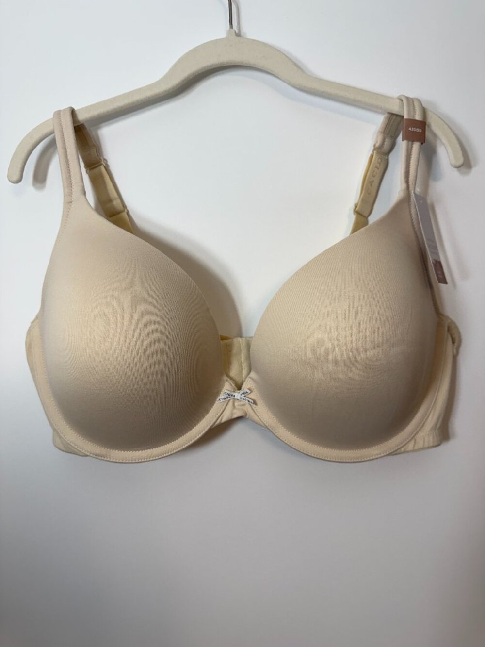 New! Lane Bryant Cacique Bra Womens Plus 42DDD Beige Cotton Boost Plunge